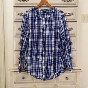 Lucky Brand Blue and White Plaid Top